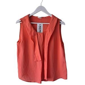 L'Agence Orange Tie Neck 100% Silk Rumi Blouse - Size 4 (NWT)